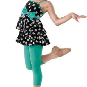 Weissman Costumes Polka Dot Catsuit with Bow Tiered Bodice over Leggings size MC